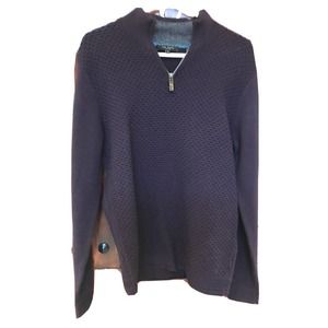 Tod Baker London Purple Waffle Knit Pullover Zipper Sweater Size 3 Men